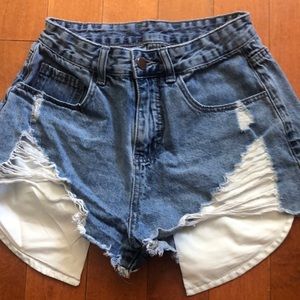 Ripped Denim Jean Shorts